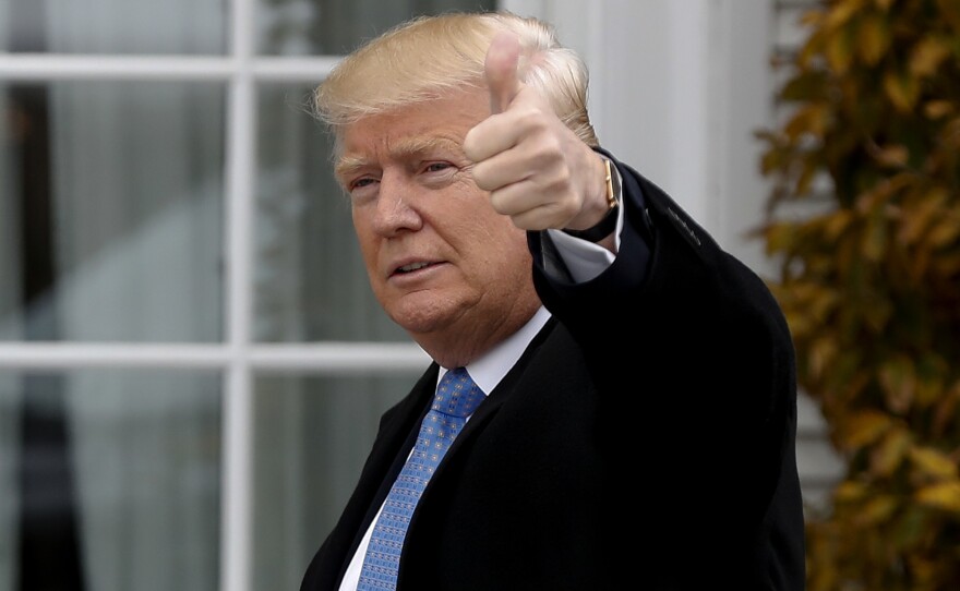 President-elect Donald Trump arrives at the Trump National Golf Club in Bedminster, N.J., on Sunday.