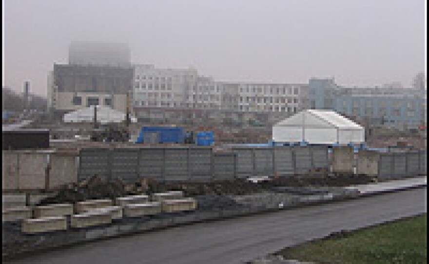 Workers are already clearing the land for the new Gazprom tower despite ongoing legal challenges.