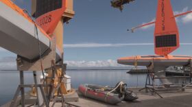 Two SailDrones on the dock waiting to deploy in this undated photo.