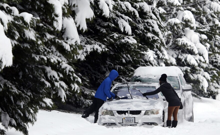 A Richmond, Va., roadway was blanketed by snow after a winter storm hit several U.S. states.