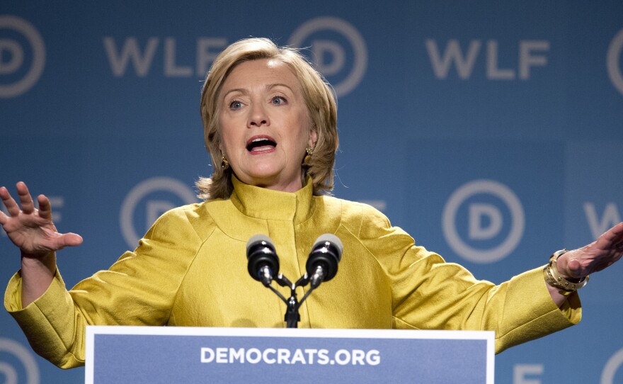 Former Secretary of State Hillary Rodham Clinton, speaks at the Democratic National Committee's Women's Leadership Forum in Washington, Friday, Sept. 19, 2014. (AP Photo/Manuel Balce Ceneta)