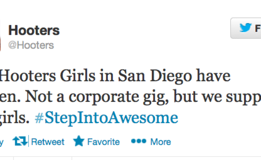 Hooters' corporate account tweeted Tuesday that the company has not banned Filner nationwide but that it stands with the San Diego locations that have.