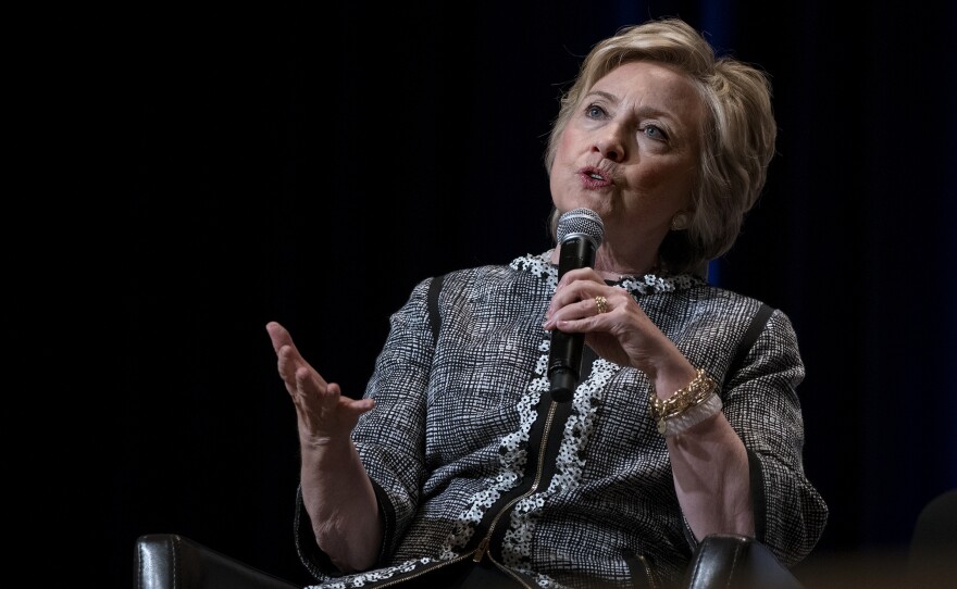 Hillary Clinton speaks in New York in June. President Trump and his supporters claim that in exchange for millions of dollars in donations to The Clinton Foundation, Clinton supported the 2010 sale of a mining company that gave Russia control of U.S. uranium supplies. The story has again resurfaced, though fact checks do not support the claims.