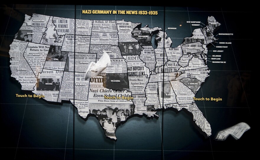 An interactive map shows how each state in the United States reported on the news of Nazism.