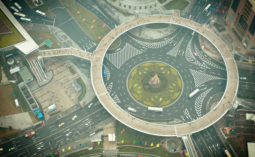 Asians are bad drivers but can navigate roundabouts like this one in Shanghai, eh?