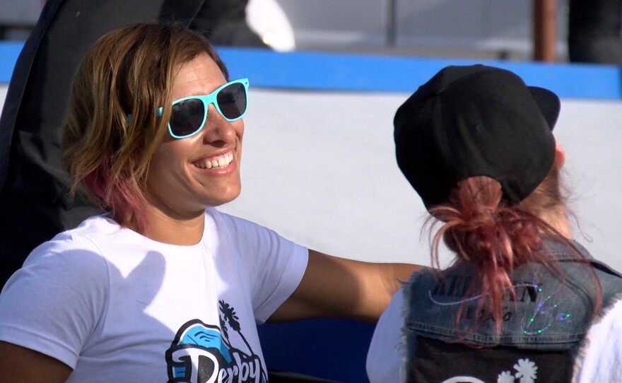 Nili "Isabelle Ringer" Goldfarb and Kelly "Kelican Bae" Garner onsite at the new home of San Diego Derby United in Encanto.