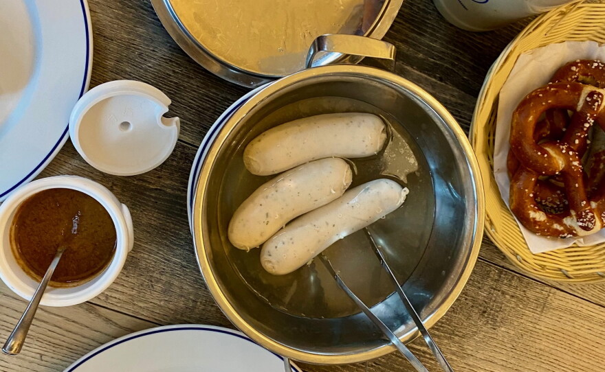 Weisswurst is a traditional Bavarian white sausage, and a Bavarian breakfast staple.