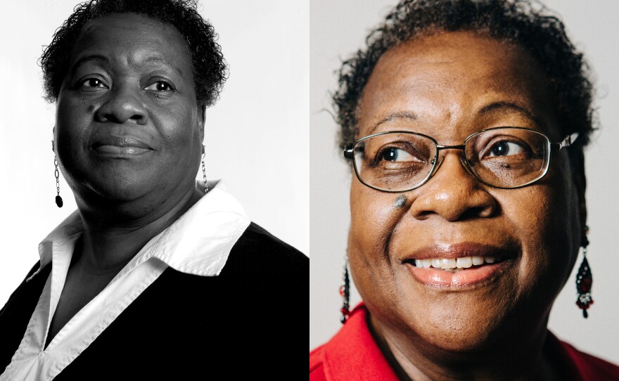 Margie Orr in 2008 (left) and 2016.