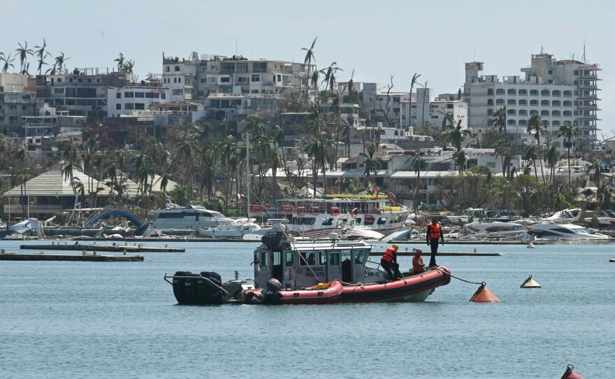 <strong>Oct. 30:</strong> Members of the Secretary of the Navy carry out search and rescue activities to find missing persons reported after the passage of Hurricane Otis in Acapulco, Guerrero state, Mexico.