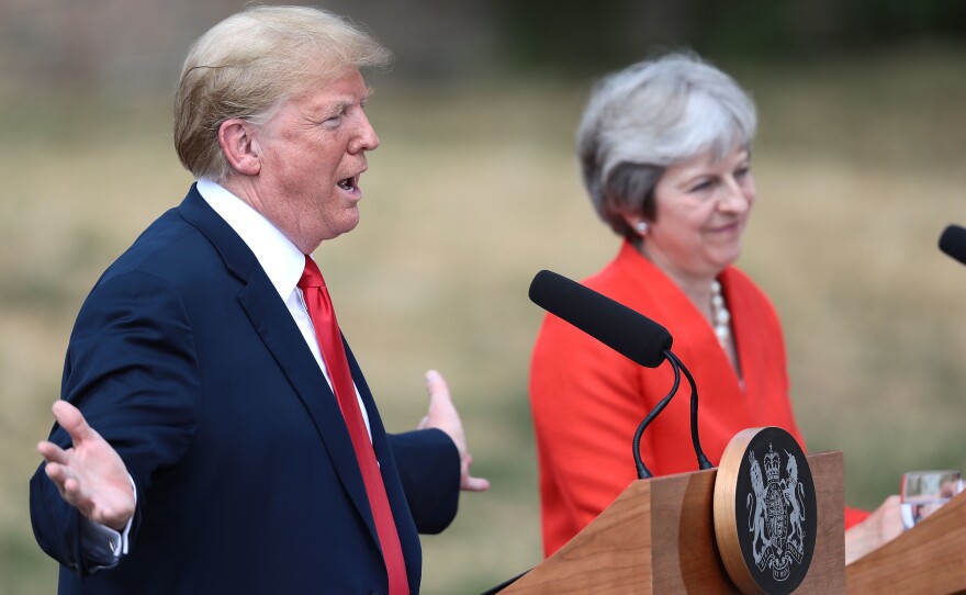 President Trump and Prime Minister Theresa May hold a press conference at Chequers, May's country home, on Friday.