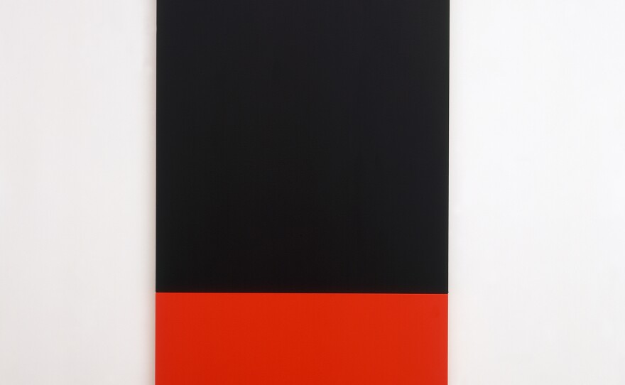 Ellsworth Kelly, White Black Red, 2004. Oil on canvas, three joined panels, 81 3/8 x 40 1/2 inches. Private collection.