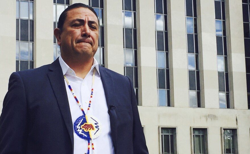 Dave Archambault, chairman of the Standing Rock Sioux Tribe, stands outside a federal courthouse in Washington, D.C., on Oct. 5.