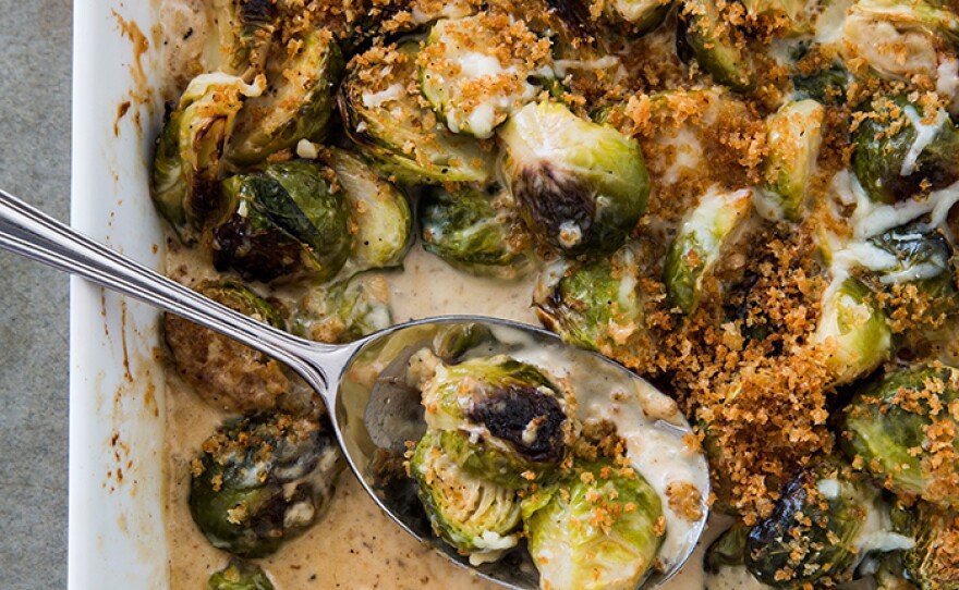 Test cook Christie Morrison shows Julia how to make a delicious Brussels Sprout Gratin (pictured).
