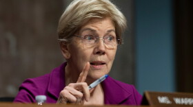 Sen. Elizabeth Warren, a Democrat from Massachusetts, speaks during an April hearing on Capitol Hill in Washington, D.C.