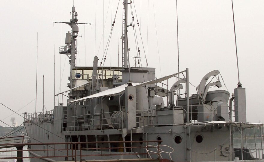 North Korea captured the USS Pueblo in 1968. Now, it is moored on the Taedong River in Pyongyang and is the only U.S. naval vessel on active duty in enemy hands. An endless stream of tourists, North Korean soldiers and schoolchildren watch the propaganda videos broadcast inside the ship.
