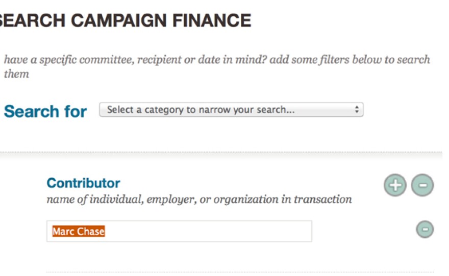Searching Sunlight Foundation's Influence Explorer.