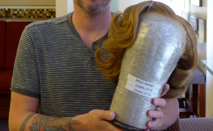 Jason Hayes spent almost a week weaving thousands of strands of human hair into this 1960s hairdo for Reed Birney's character, Charlotte, in Casa Valentina. The wig's name is, appropriately, "Charlotta."