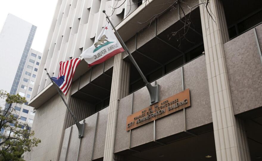 A view of the outside of San Diego City Hall, Jan. 19, 2016.