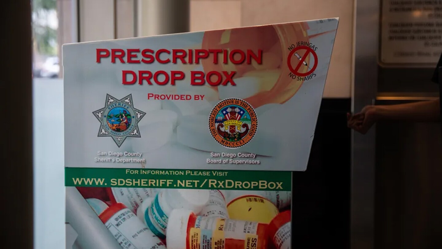 A prescription drop box at the San Diego Central Jail in downtown San Diego on Oct. 24, 2023.