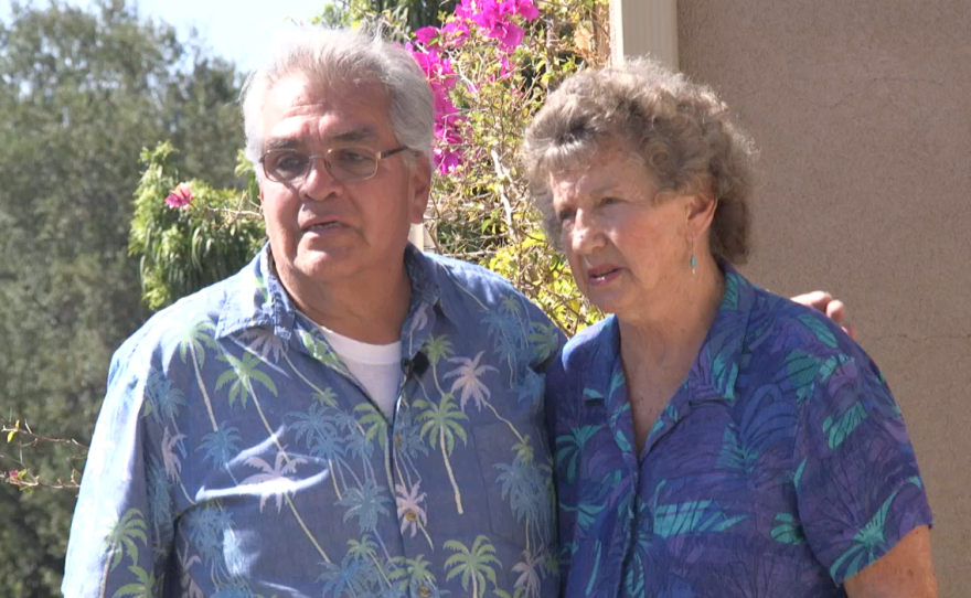 Donna and Bobby Lofton by their home on the La La Jolla Indian Reservation. It was rebuilt after their house burned to the ground in October 2007. Sept 27, 2017