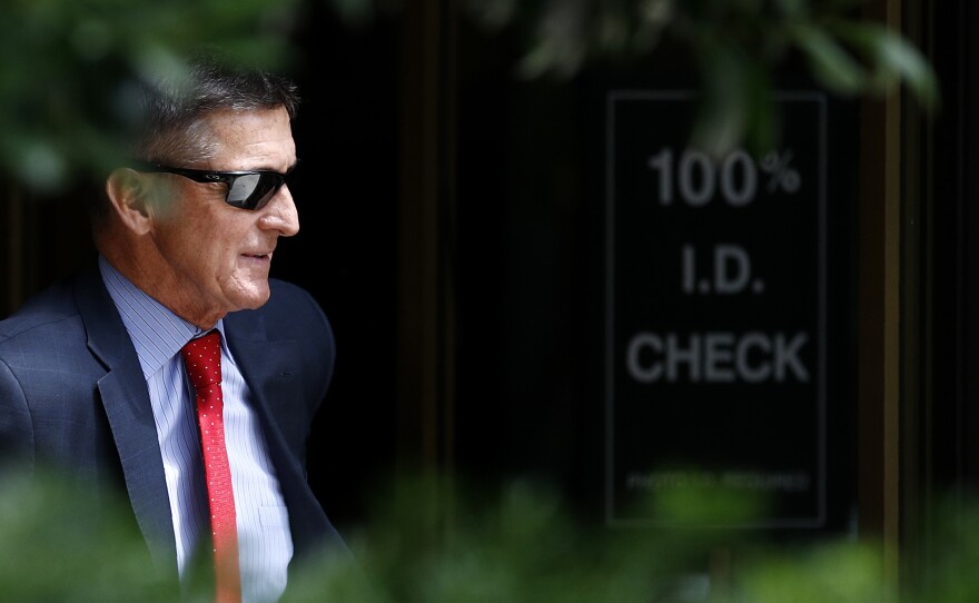 Michael Flynn, President Trump's former national security adviser, departs a federal courthouse after a hearing in June 2019.