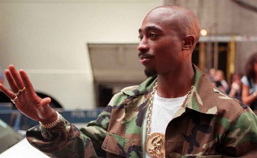 Rapper Tupac Shakur arrives at New York's Radio City Music Hall, on Sept. 4, 1996.