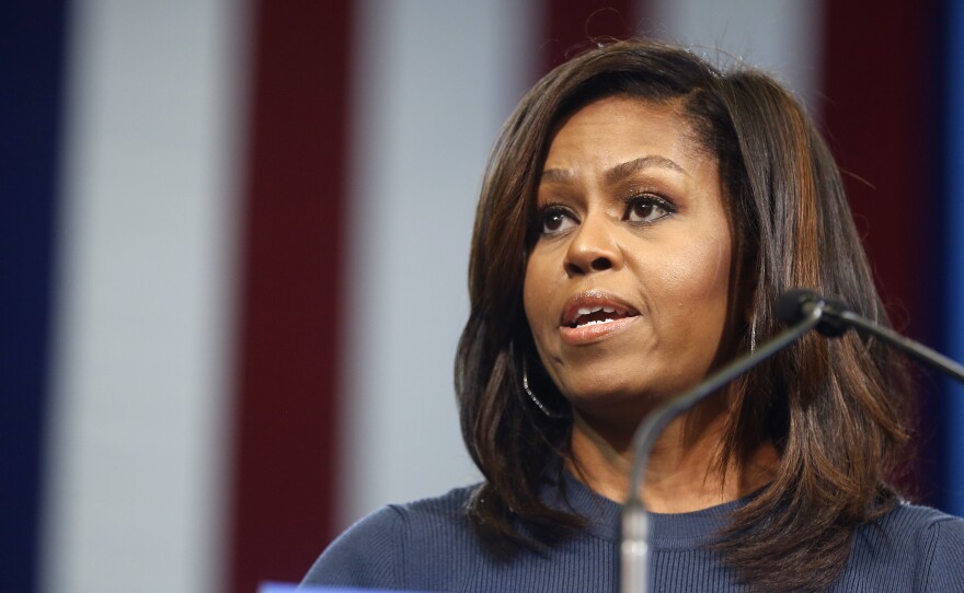 First lady Michelle Obama speaks during a campaign rally for Democratic presidential candidate Hillary Clinton Oct. 13 in Manchester, N.H.