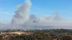 Smoke from the Pulgas Fire is seen from Oceanside, May 16, 2014. 