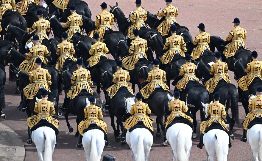 Members of Band of the Household Cavalry take part in the Queen's Birthday Parade.