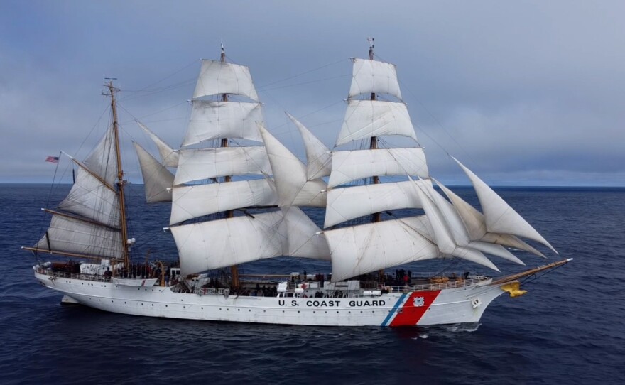 The U.S. Coast Guard Eagle sails in open waters on July, 21, 2025. 