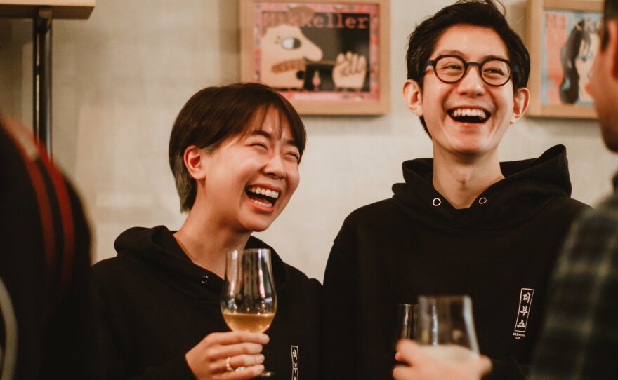 After starting a brewery in Seoul, Booth Brewery co-founders Heeyoon Kim (left) and Sunghoo Yang moved their operations to California to make Korean beer and ship it back.