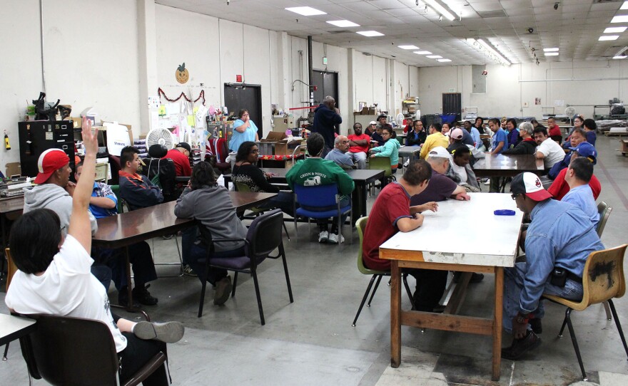 Students take a class on job and daily life skills such as using public transportation at the Arc of Alameda in Union City.