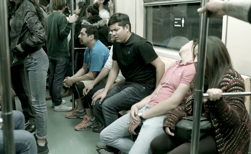 Activists hope a provocative new campaign will prod male riders of Mexico City's public transit system to change behavior toward female transit riders.