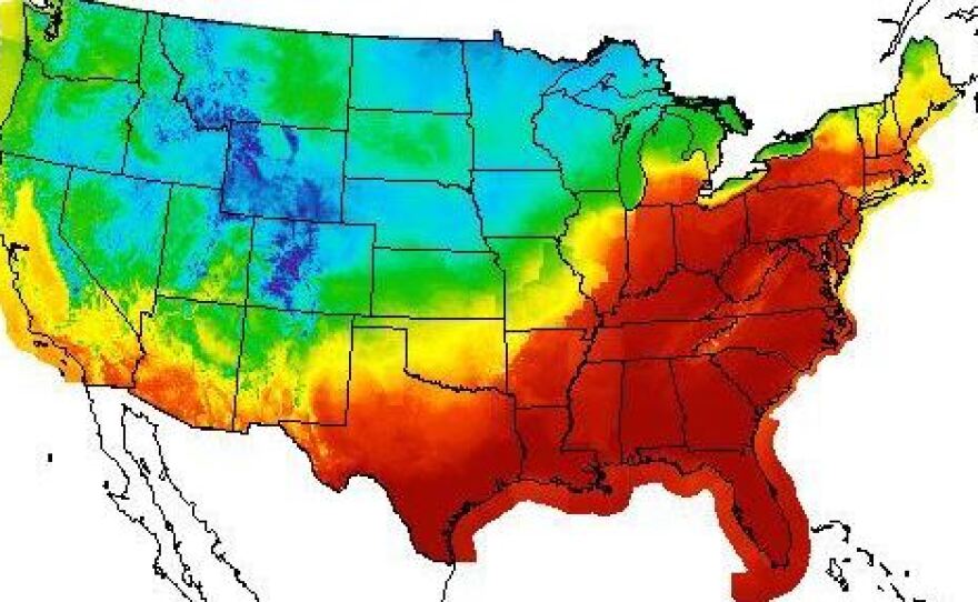 The Eastern U.S. is experiencing warm temperatures Friday — but a powerful storm and cooler weather are forecast to cross into the region, as seen in this image from the National Weather Service.