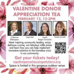Promotional graphic for Valentine Donor Appreciation Tea
