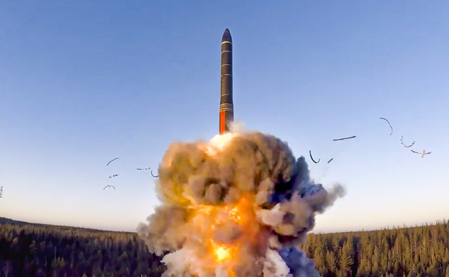 A 2020 test of a ground-based intercontinental ballistic missile from the Plesetsk facility in northwestern Russia. Russia has the world's largest nuclear arsenal.