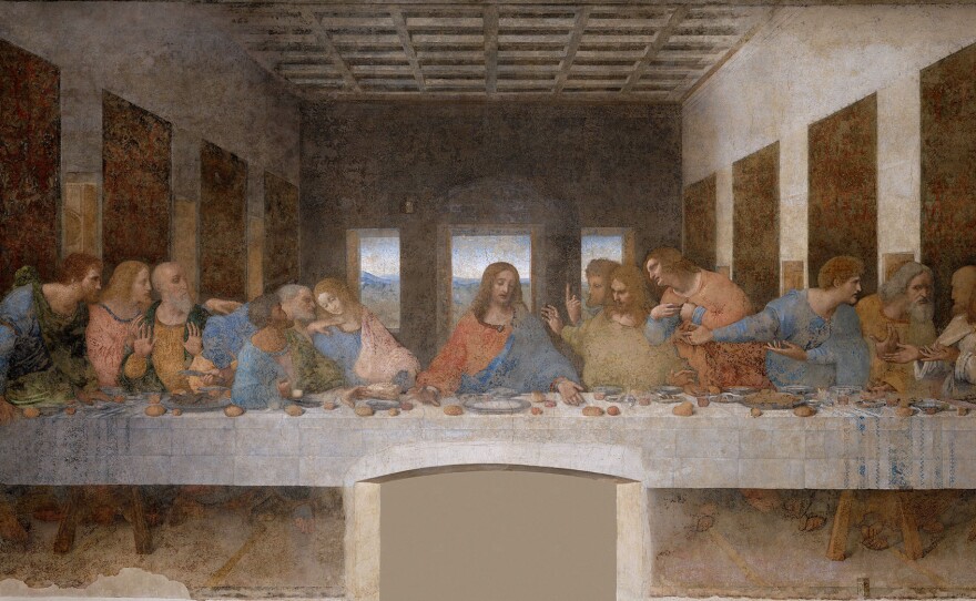 "The Last Supper." Mural, fresco in the Refectery of Santa Maria della Grazie, a Dominican Convent in Milano. Circa 1484-98.