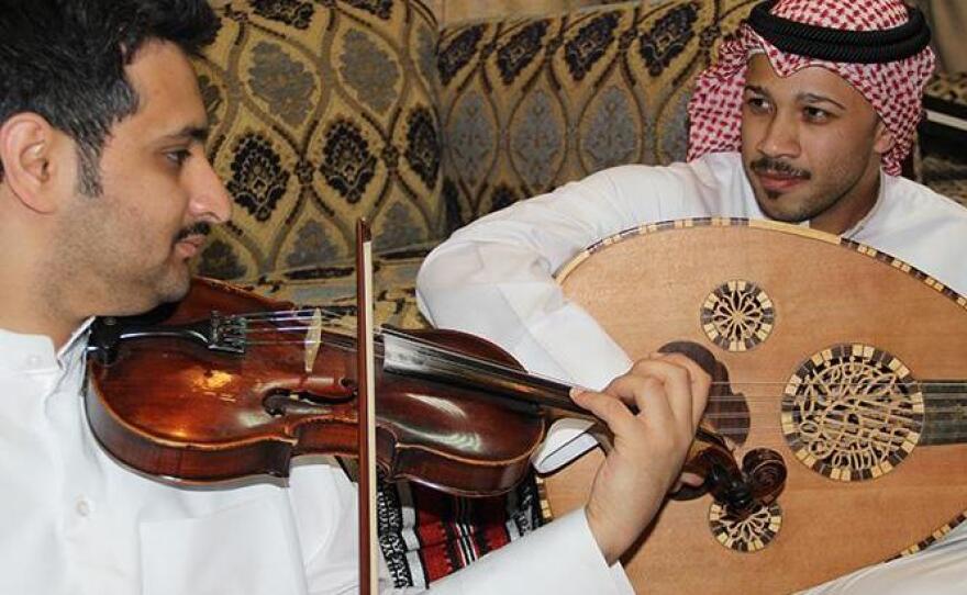 Ṣawt musicians during a performance in Kuwait in May 2014.