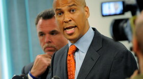 Newark Mayor Cory Booker, shown in 2008, was re-elected Tuesday to a second term. Although Booker's re-election coincides with the opening of the first trial in the 2007 murder of three college students, he is credited with creating successful programs to reduce crime.