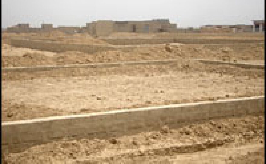 This is one of many new settlements being built on the fringes of Karachi.