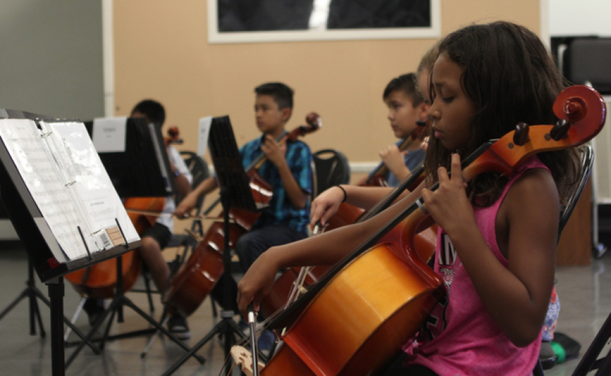 Students at Kellogg Elementary in Chula Vista, California, practice music after school.