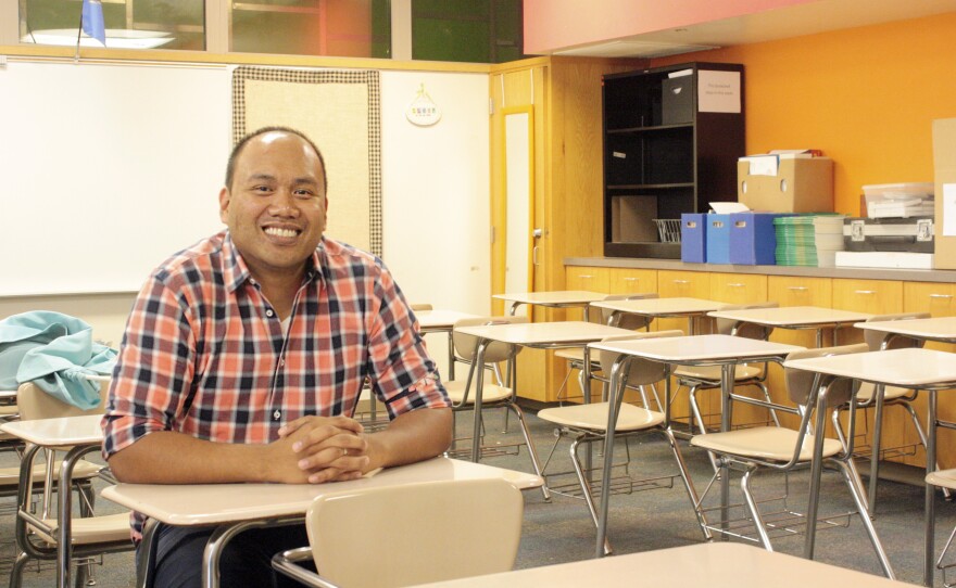 Shawn Sheehan, Oklahoma's 2016 Teacher of the Year, sits in his classroom one last time before moving to Texas for better pay.