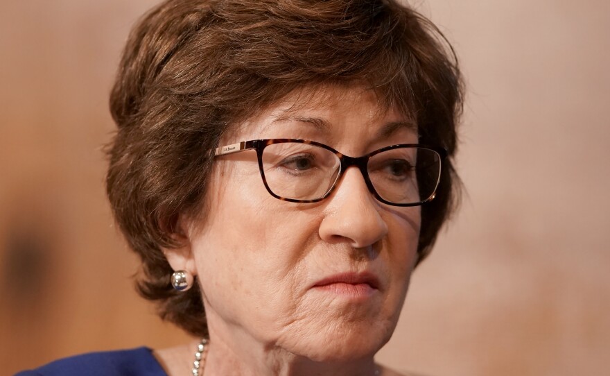 Maine Republican Sen. Susan Collins listens during a Senate hearing on Sept. 9.