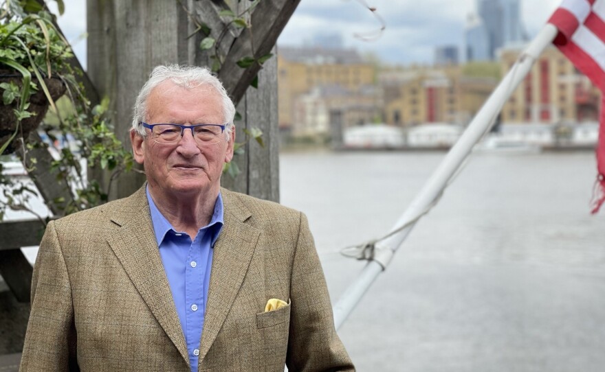 George Dailey, author of <em>Great Pubs of London</em>, stands on the deck of The Mayflower Pub. He says the reason pubs have such a cozy, lived-in feel is because they began in people's homes.