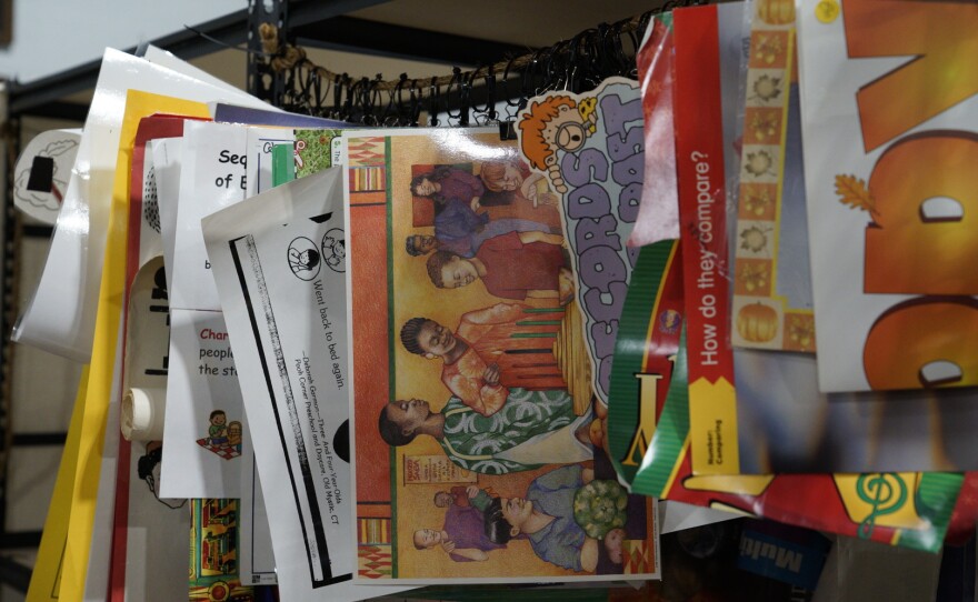 Badeker says posters are popular among teachers who shop the Swap. Some have been handmade by the teachers who donated them.