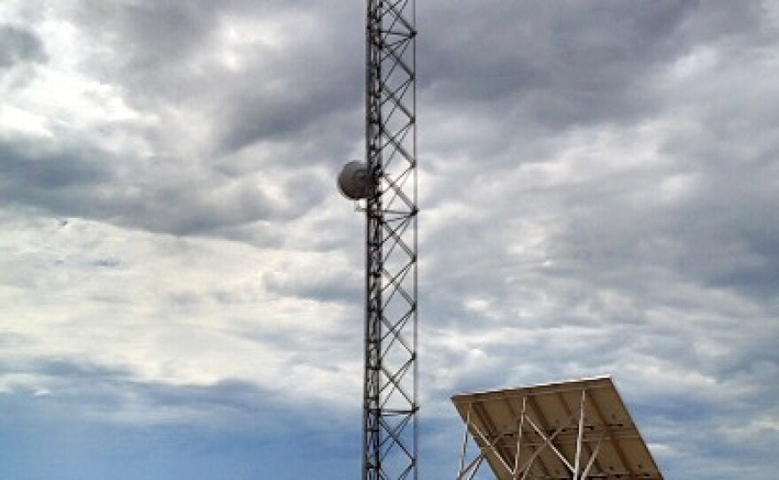 One of the towers south of Tucson built as part of the aborted SBI-Net plan. It has radar, microwave, video, infrared and ground-sensor relays.