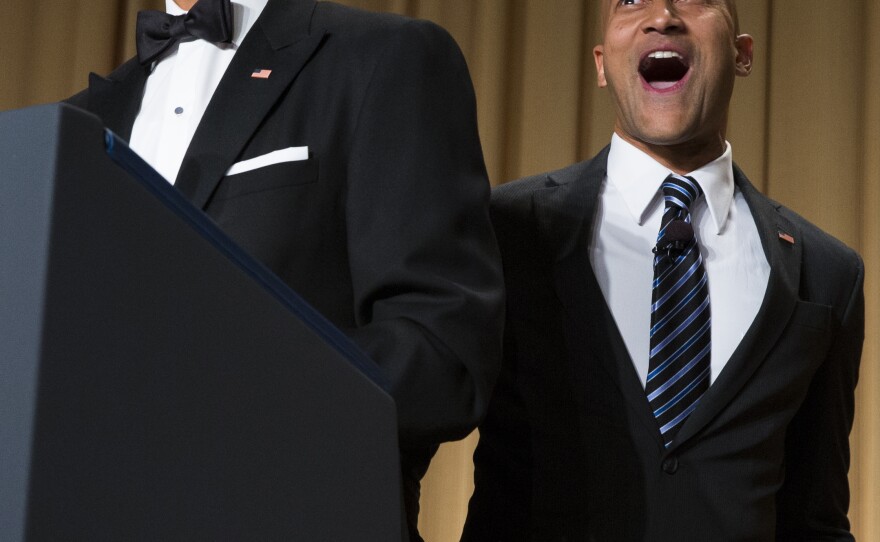 President Barack Obama brings out actor Keegan-Michael Key from Key & Peele to play Luther, Obama's "Anger Translator" during the White House Correspondents dinner.