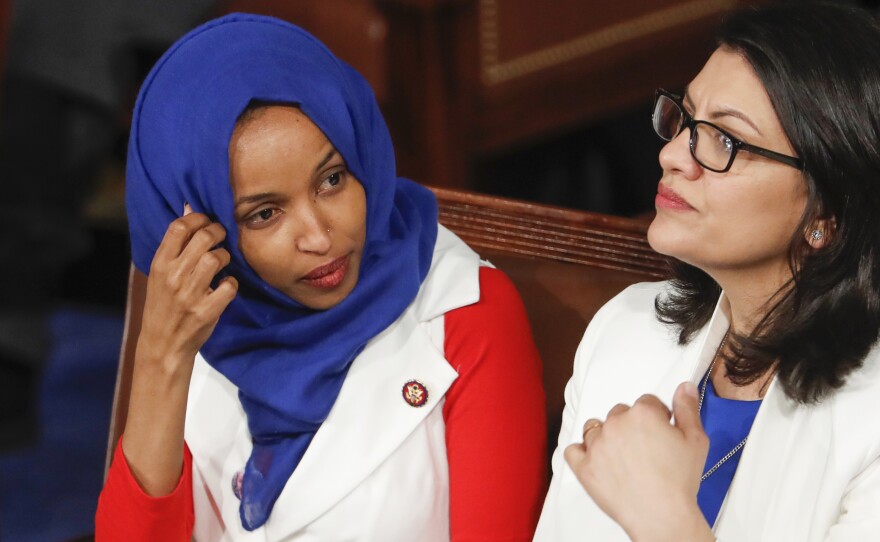 Rep. Ilhan Omar, D-Minn. (left), and Rep. Rashida Tlaib, D-Mich., have been barred from visiting Israel and Palestinian territories by government officials.