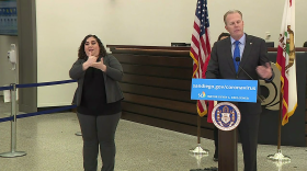 San Diego Mayor Kevin Faulconer giving an update on the coronavirus at City Hall on March 19, 2020.