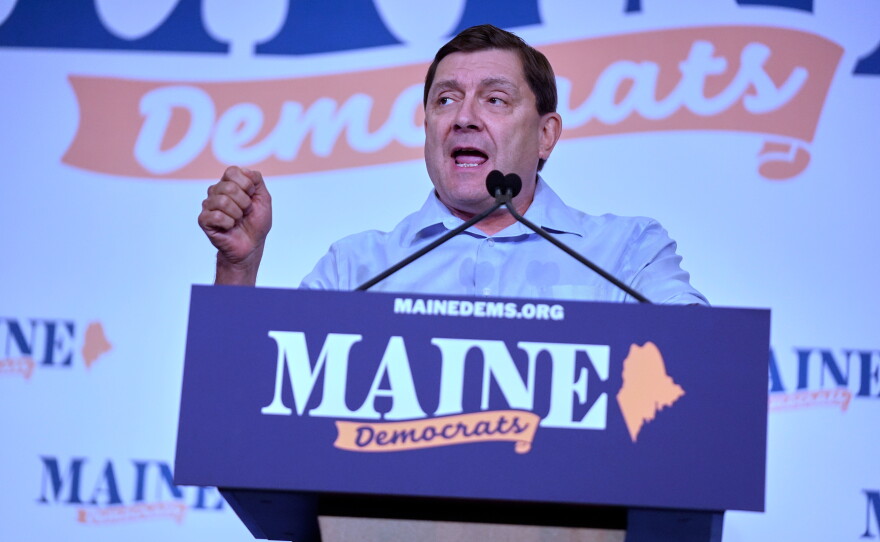 Troy Jackson speaks at the Maine Democratic Nominating Convention in Bangor on Saturday.
